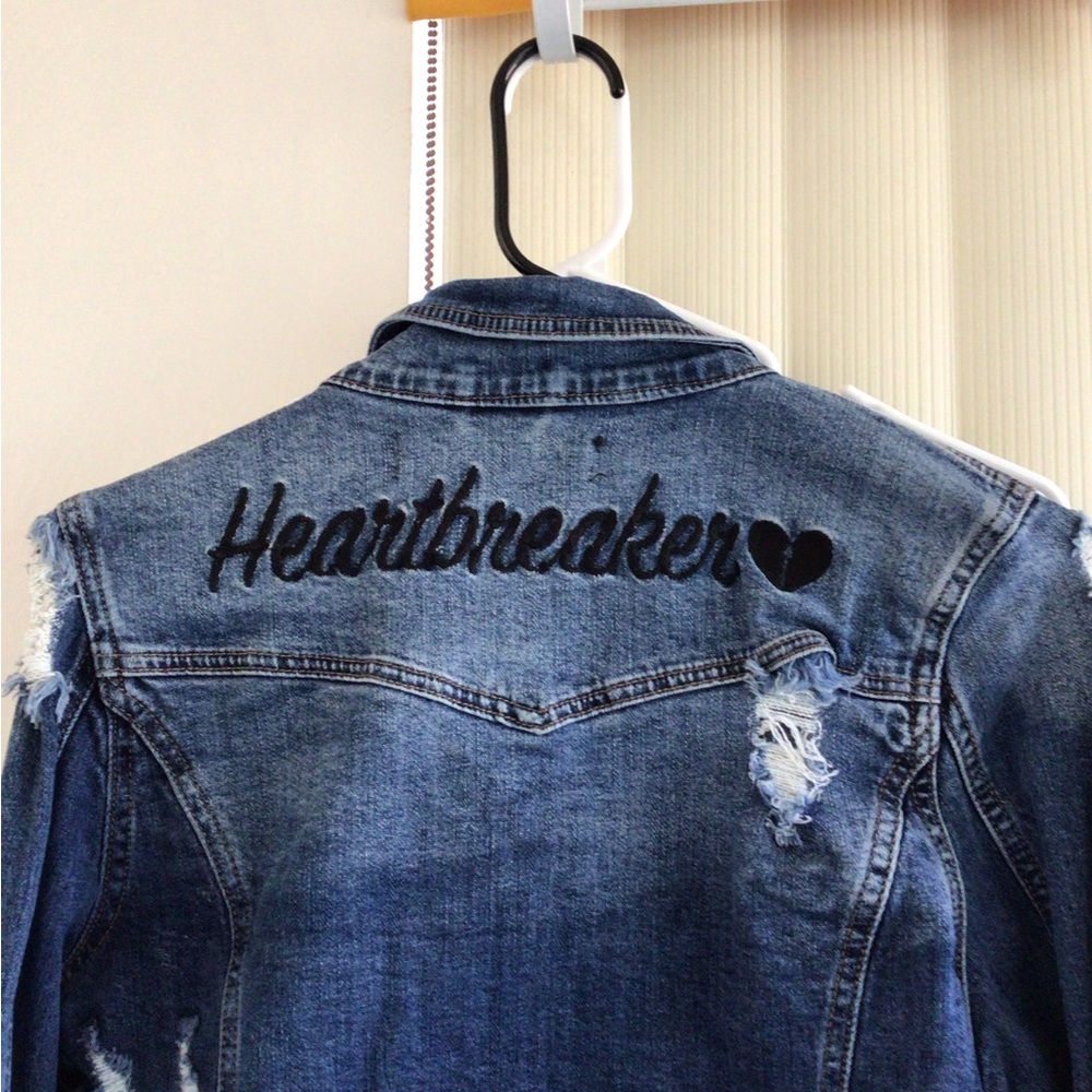‘Ashley Mason’ Heartbreaker❤️ Distressed Denim Jacket